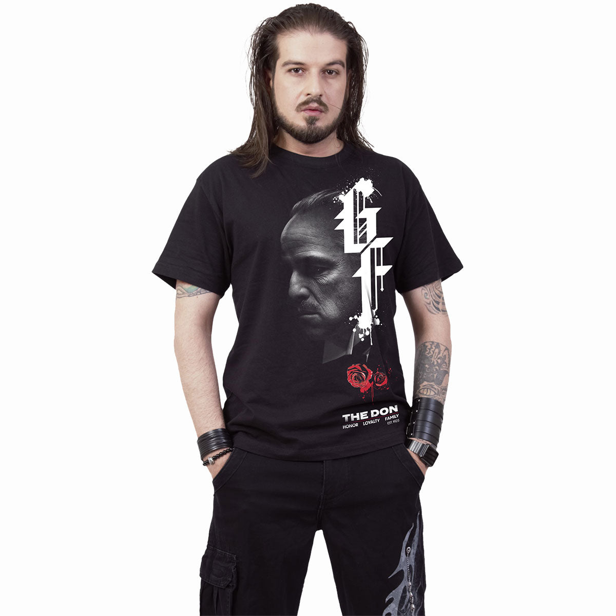GODFATHER - DON - Front Print T-Shirt Black - Spiral USA
