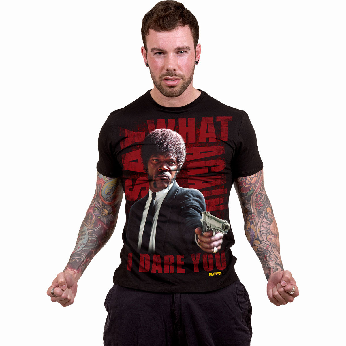 PULP FICTION - SAY WHAT AGAIN - Front Print T-Shirt Black - Spiral USA