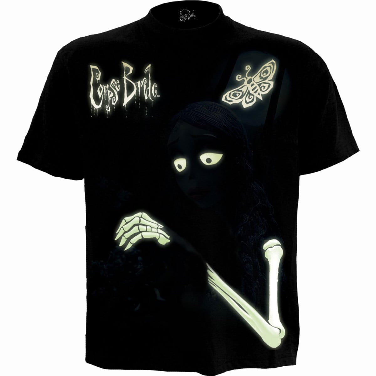 CORPSE BRIDE - GLOW IN THE DARK - Front Print T-Shirt Black - Spiral USA