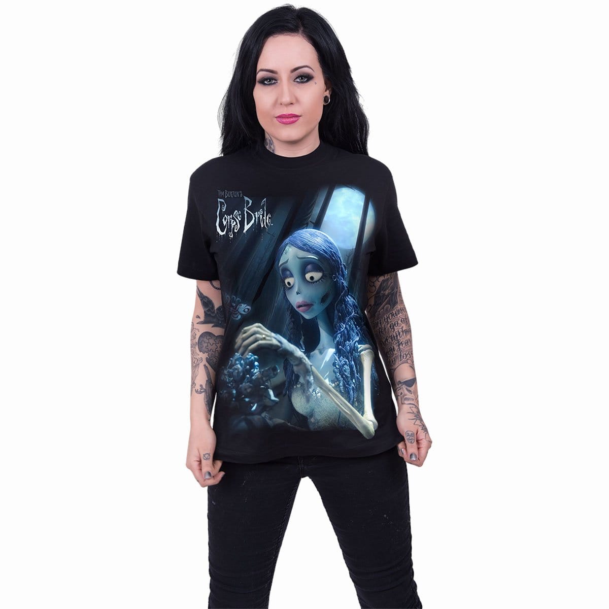 CORPSE BRIDE - GLOW IN THE DARK - Front Print T-Shirt Black - Spiral USA