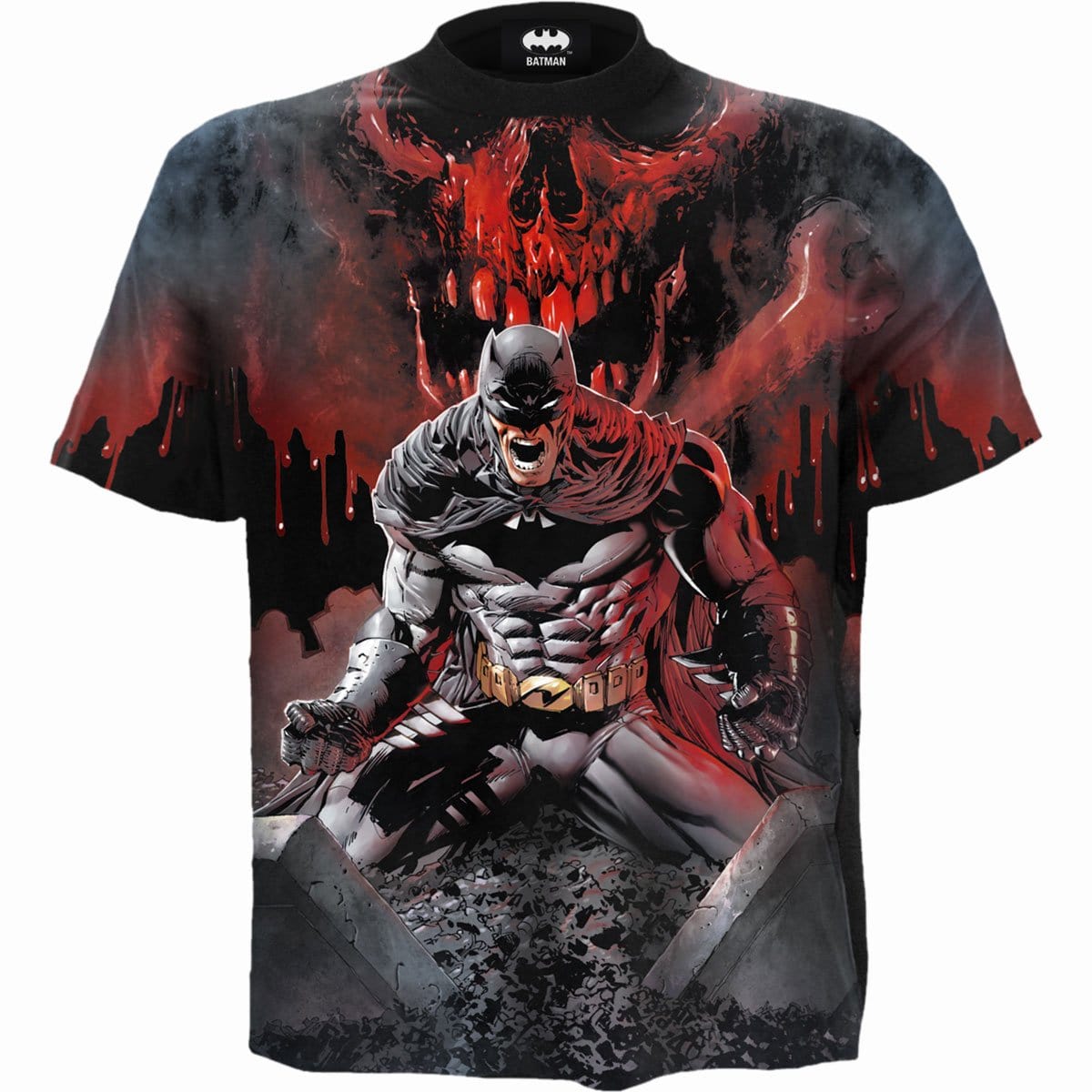 BATMAN - ASYLUM WRAP - Allover T-Shirt Black