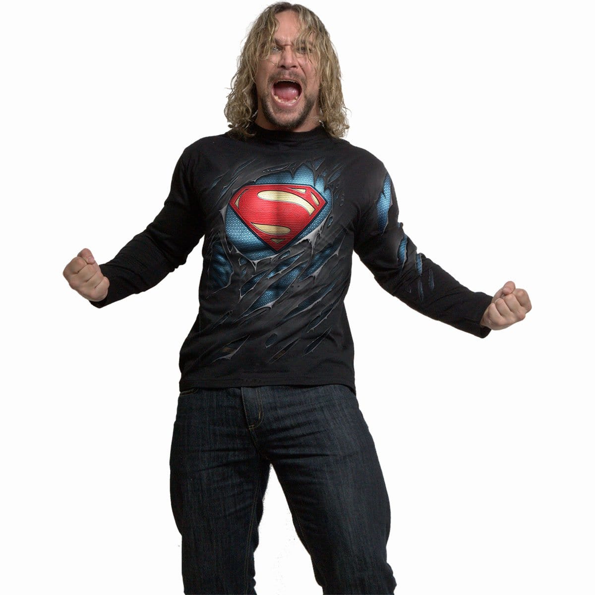 SUPERMAN - RIPPED - Longsleeve T-Shirt Black - Spiral USA
