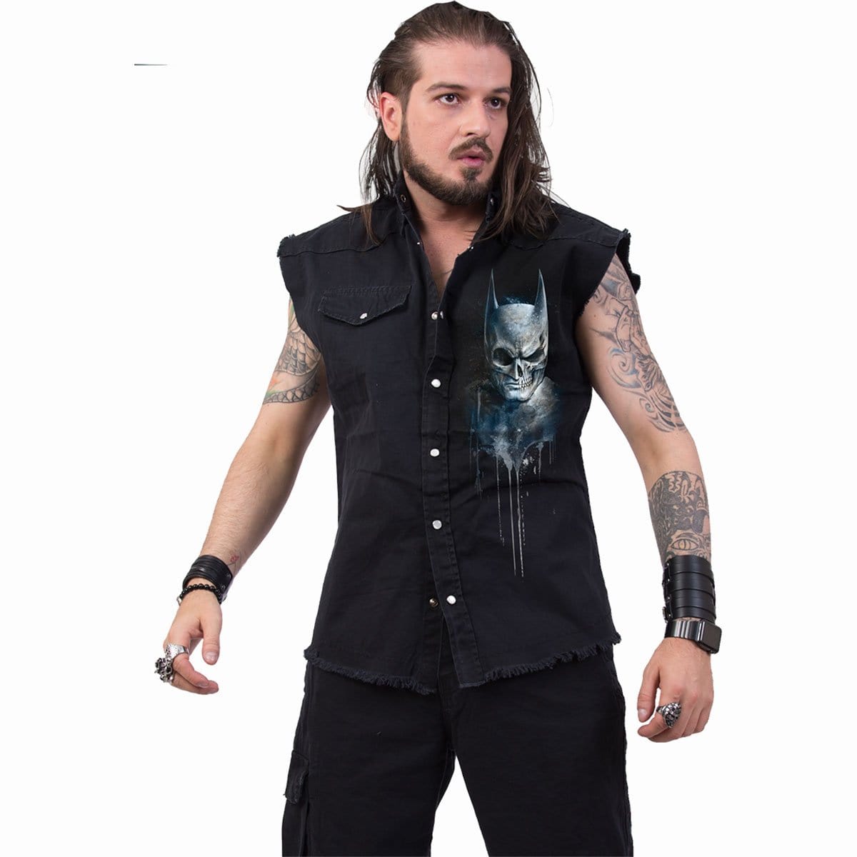 BATMAN - NOCTURNAL - Sleeveless Stone Washed Worker Black - Spiral USA