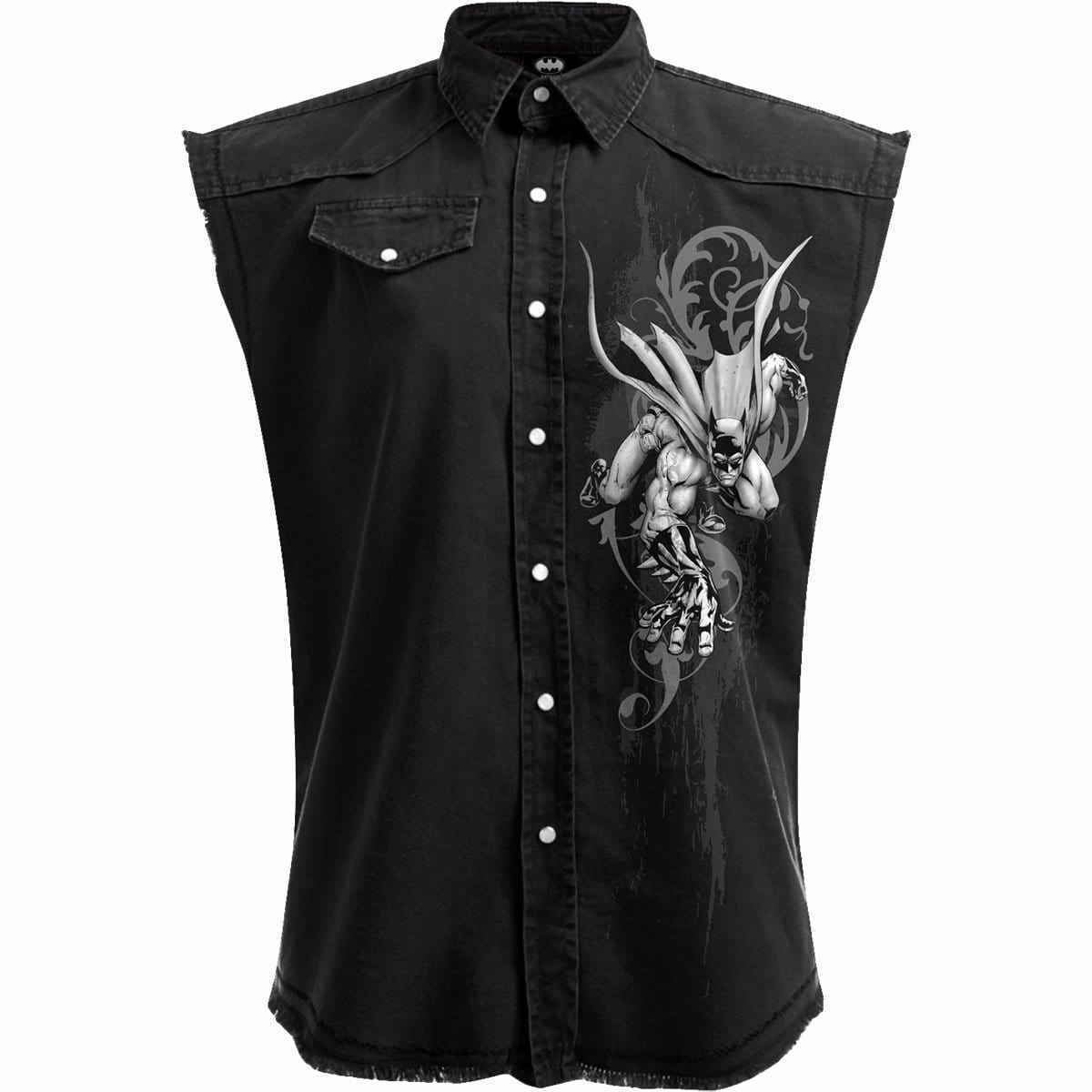 BATMAN - GOTHIC - Sleeveless Stone Washed Worker Black - Spiral USA
