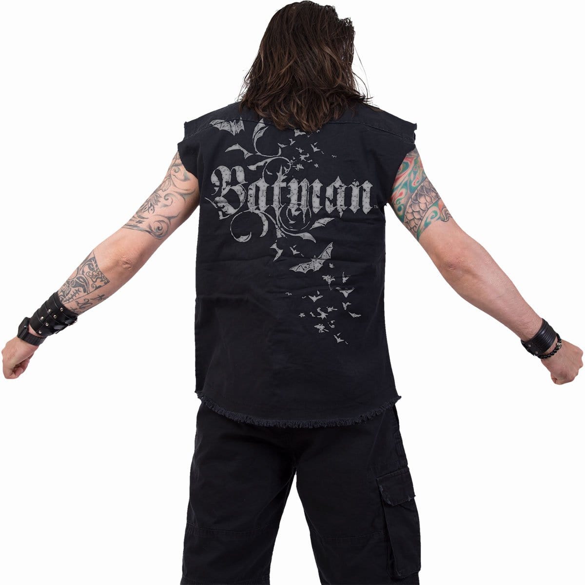 BATMAN - GOTHIC - Sleeveless Stone Washed Worker Black - Spiral USA