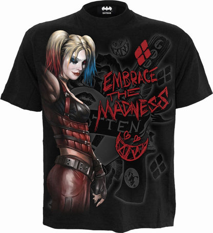 HARLEY QUINN - EMBRACE MADNESS - Front Print T-Shirt Black - Spiral USA