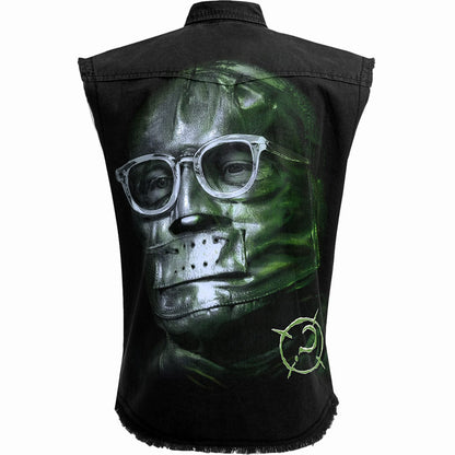 RIDDLER - GLOW IN THE DARK LOGO - Sleeveless Stone Washed Worker Black - Spiral USA