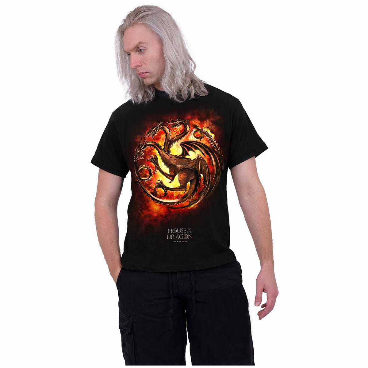 HOD - DRAGON FLAMES - Front Print T-Shirt Black - Spiral USA