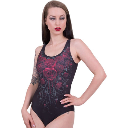 BLOOD ROSE - Allover Scoop Back Padded Swimsuit - Spiral USA