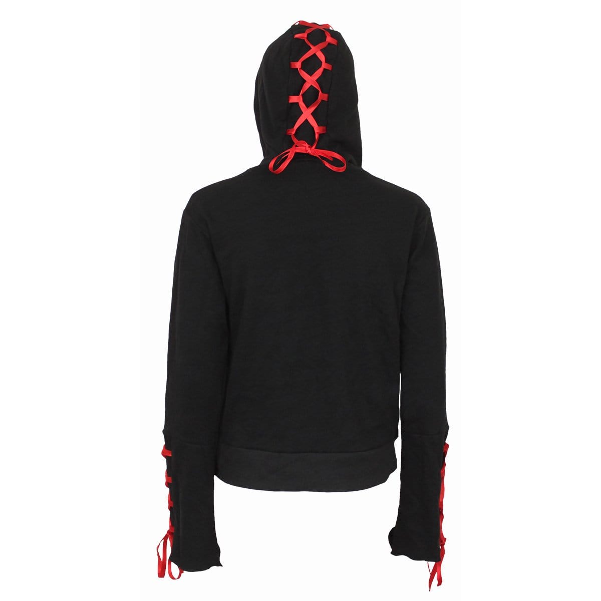 BURNT ROSE - Red Ribbon Gothic Hoody Black - Spiral USA