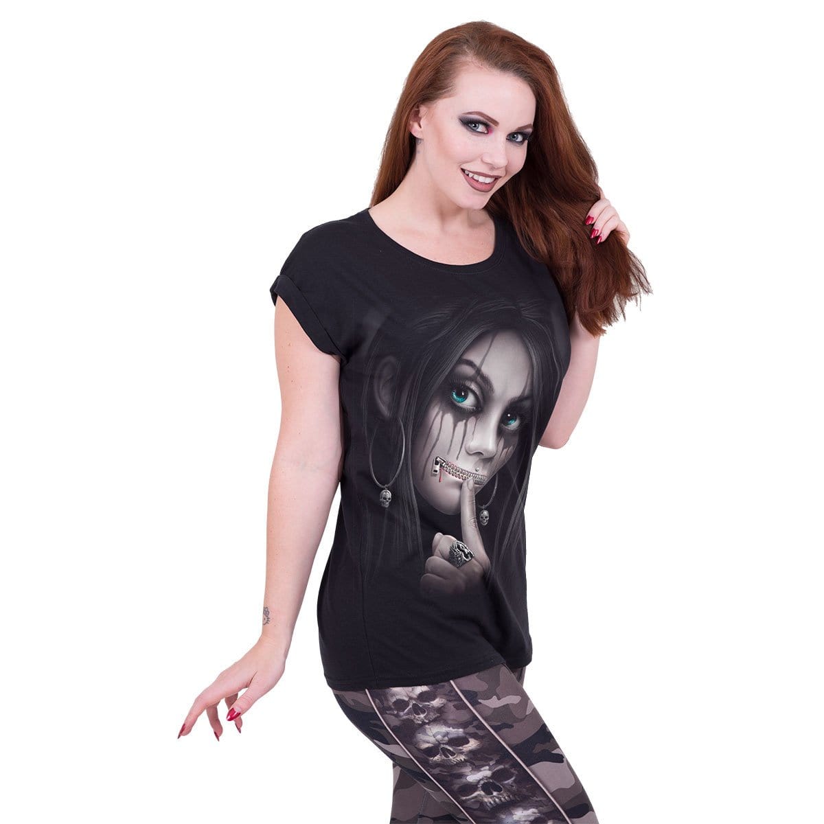 ZIPPED - Turnup Sleeve Loosefit Tee - Spiral USA