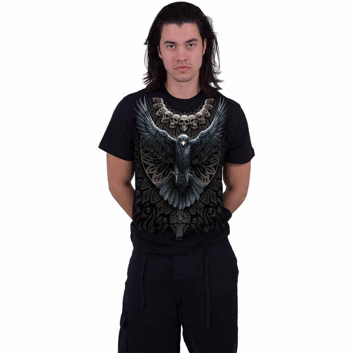 RAVEN SKULL - T-Shirt Black - Spiral USA