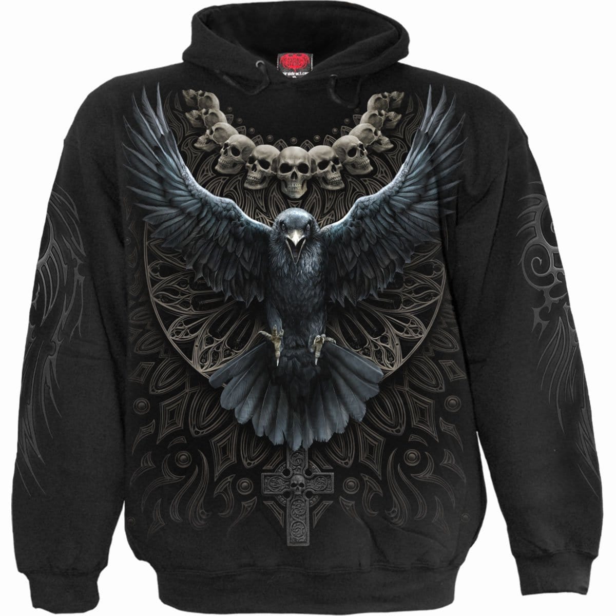 RAVEN SKULL - Hoody Black - Spiral USA