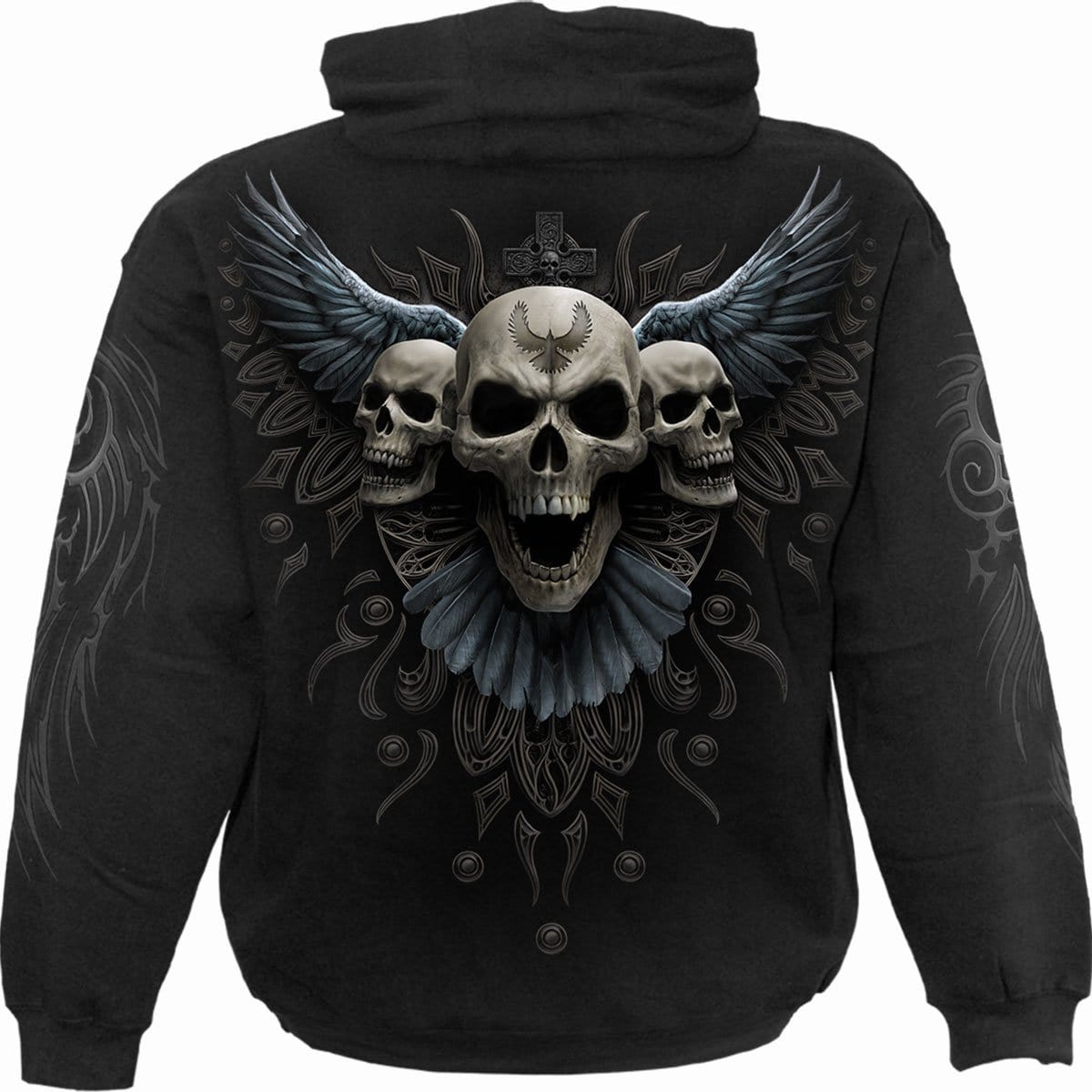 RAVEN SKULL - Hoody Black - Spiral USA