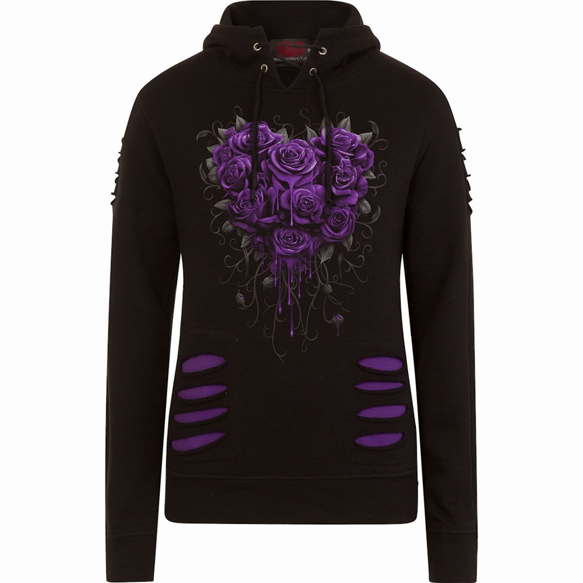 BLEEDING HEART - Large Hood Ripped Hoody Purple-Black - Spiral USA