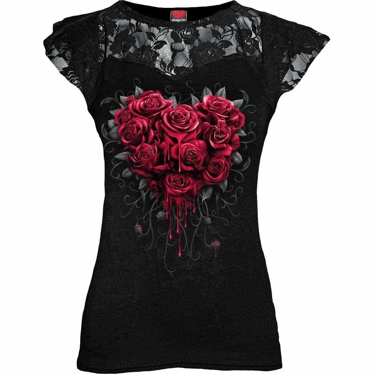 BLEEDING HEART - Lace Layered Cap Sleeve Top Black - Spiral USA