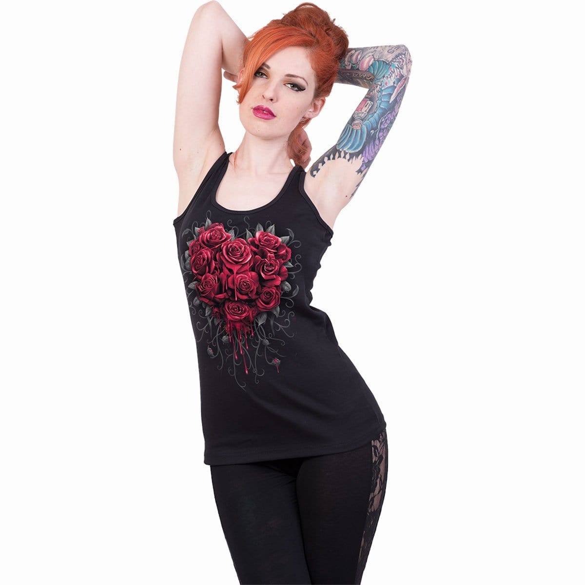 BLEEDING HEART - Razor Back Top Black - Spiral USA