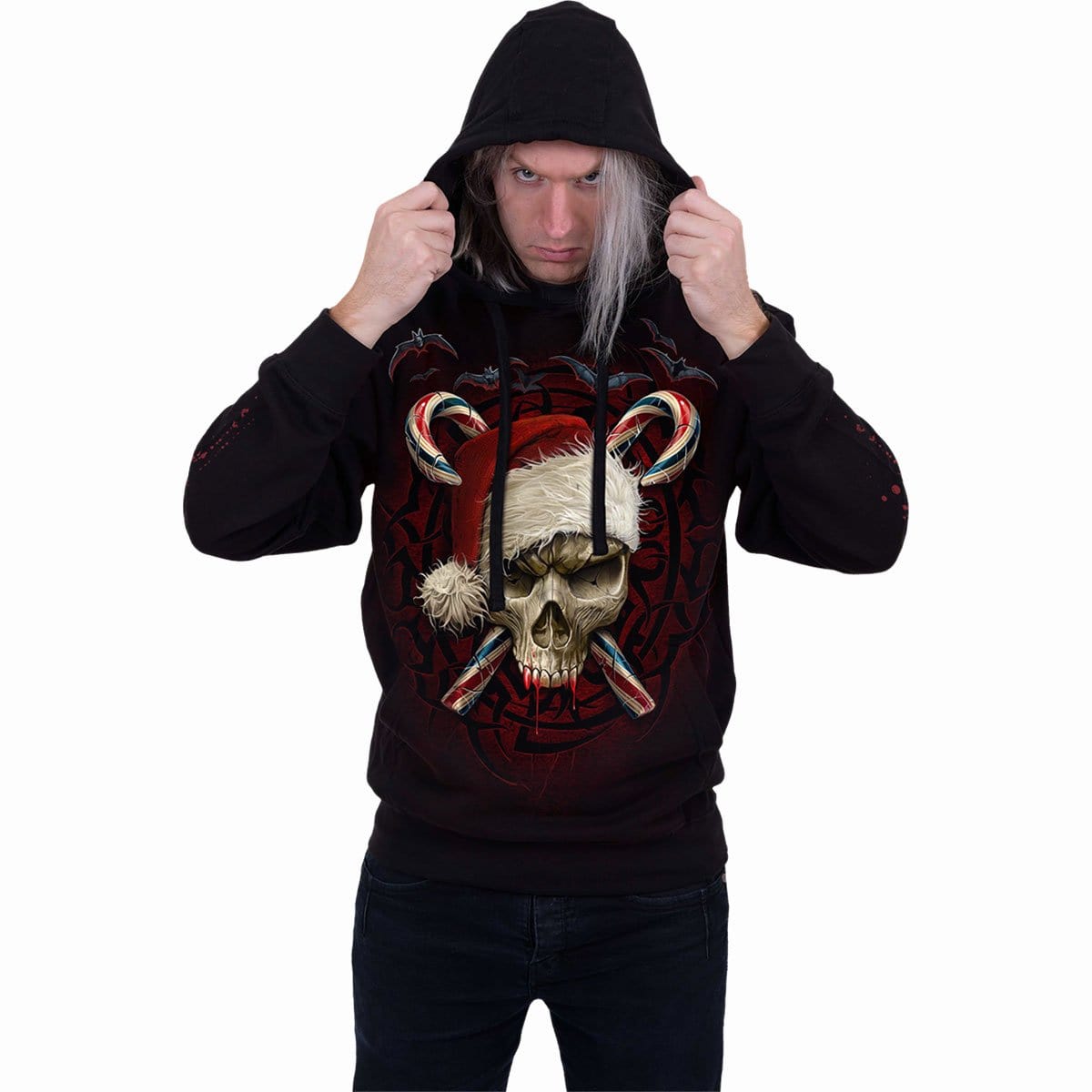 CANDY CANE SANTA - Hoody Black - Spiral USA
