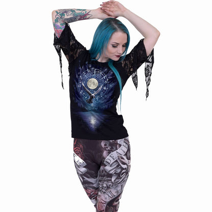 WITCHCRAFT - Rose Lace Sleeve Top - Spiral USA