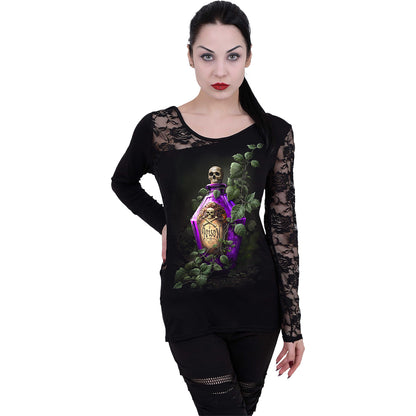 POISONED IVY - Lace One Shoulder Top Black