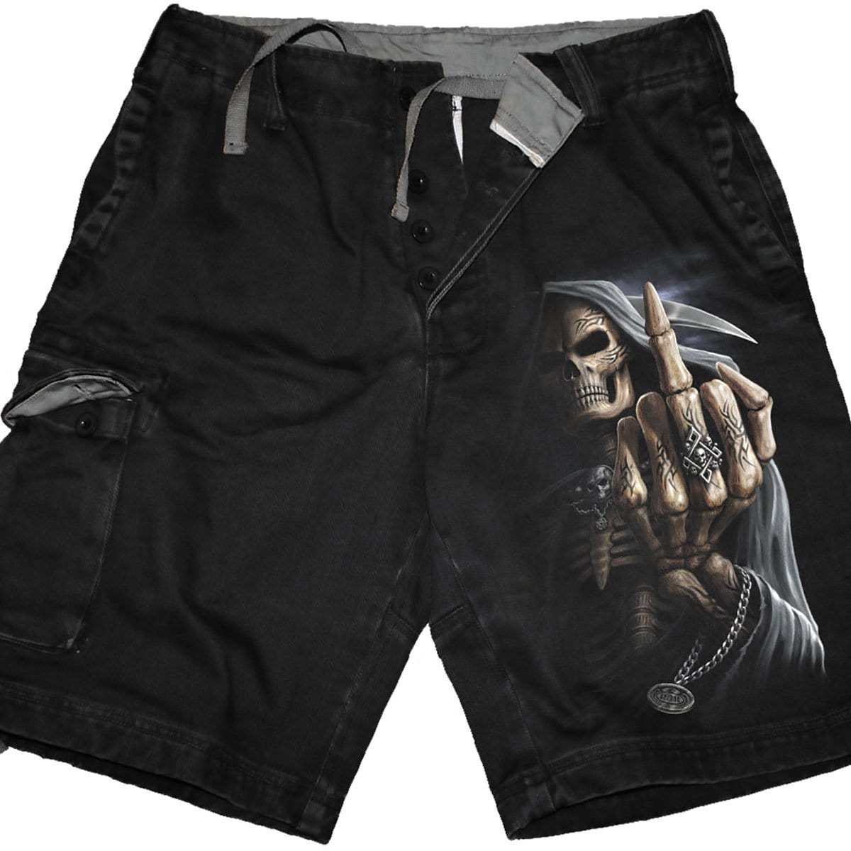 BONE FINGER - Vintage Cargo Shorts Black - Spiral USA