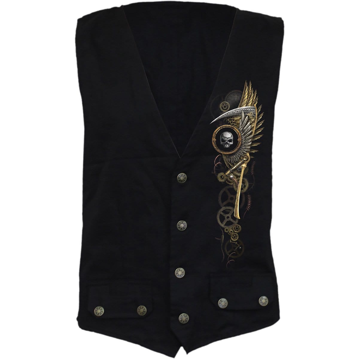 STEAM PUNK REAPER - Gothic Waistcoat Four Button with Lining - Spiral USA