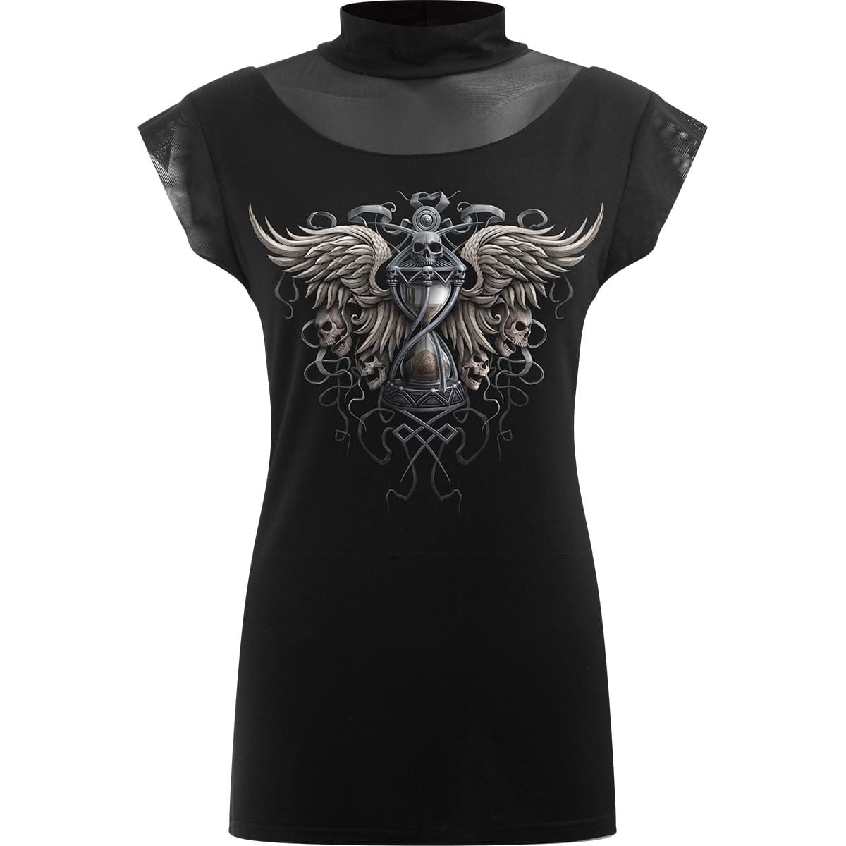 DARKNESS - Turtle Neck Fine Mesh Top Black