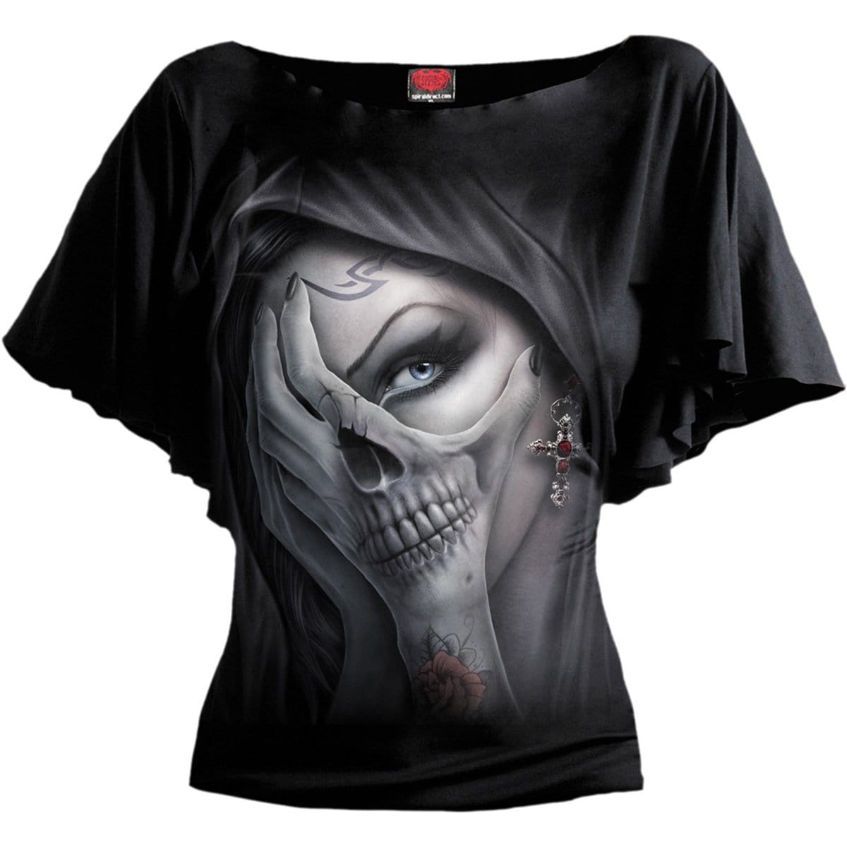 DEAD HAND - Boat Neck Bat Sleeve Top Black - Spiral USA