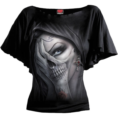 DEAD HAND - Boat Neck Bat Sleeve Top Black - Spiral USA