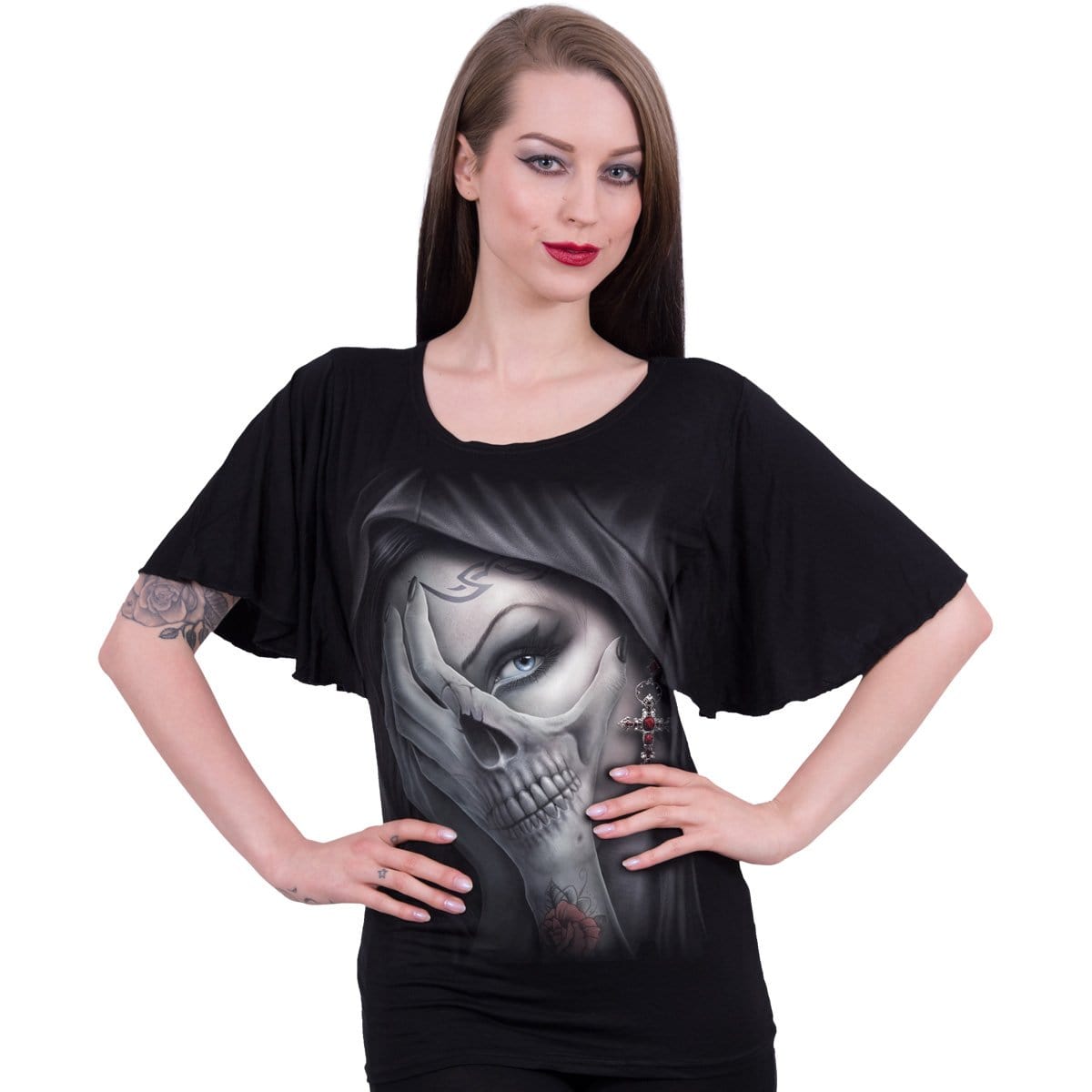 DEAD HAND - Boat Neck Bat Sleeve Top Black - Spiral USA