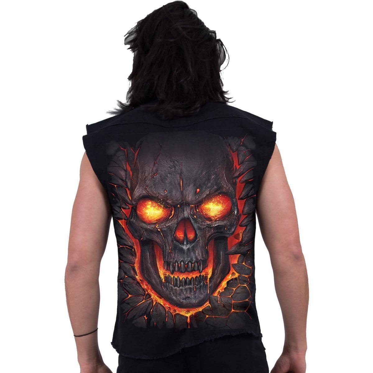 SKULL LAVA - Sleeveless Stone Washed Worker Black - Spiral USA