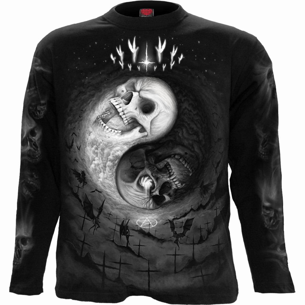 YIN YANG SKULLS - Longsleeve T-Shirt Black