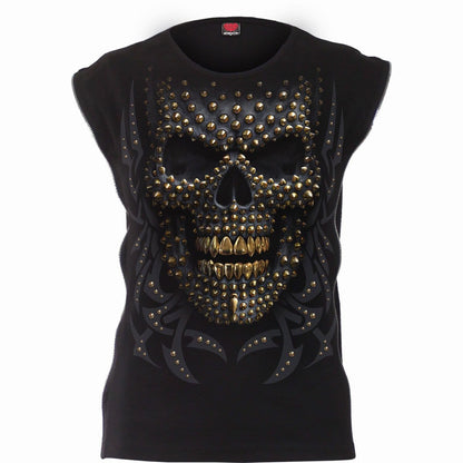 BLACK GOLD - Zip Side Ribbed Gothic Ladies Top