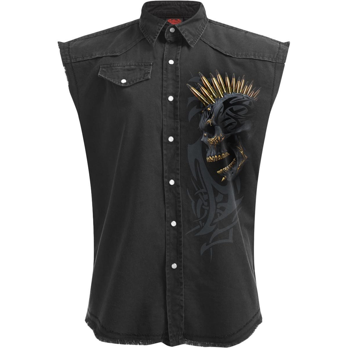 BLACK GOLD - Sleeveless Stone Washed Worker Black - Spiral USA