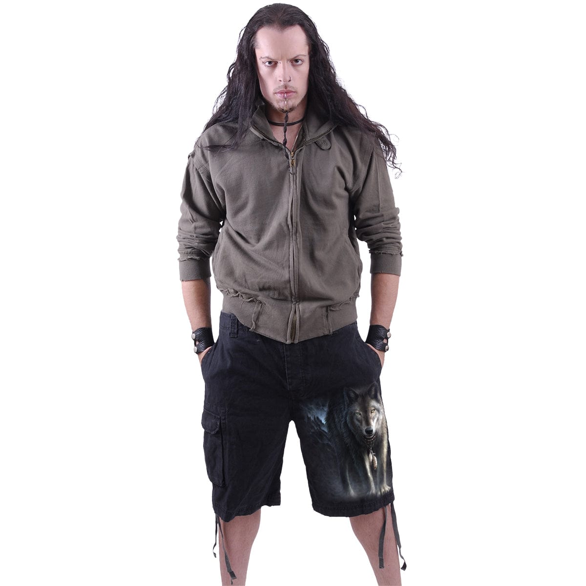 FROM DARKNESS - Vintage Cargo Shorts Black - Spiral USA
