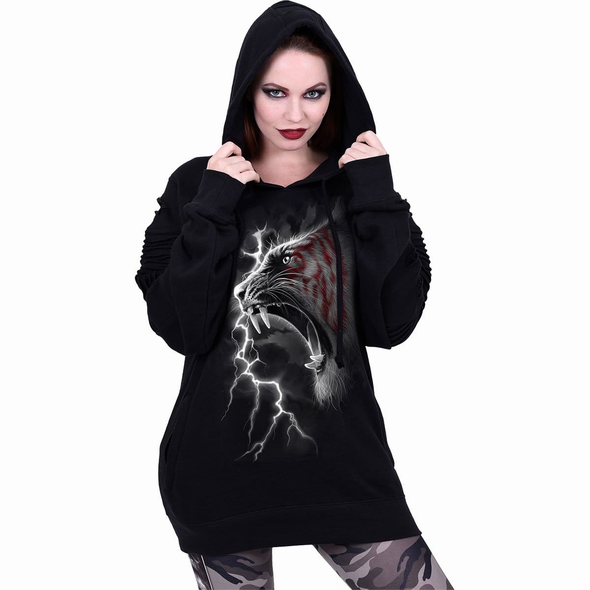 MARK OF THE TIGER - Premium Biker Fashion Ladies Hoody - Spiral USA