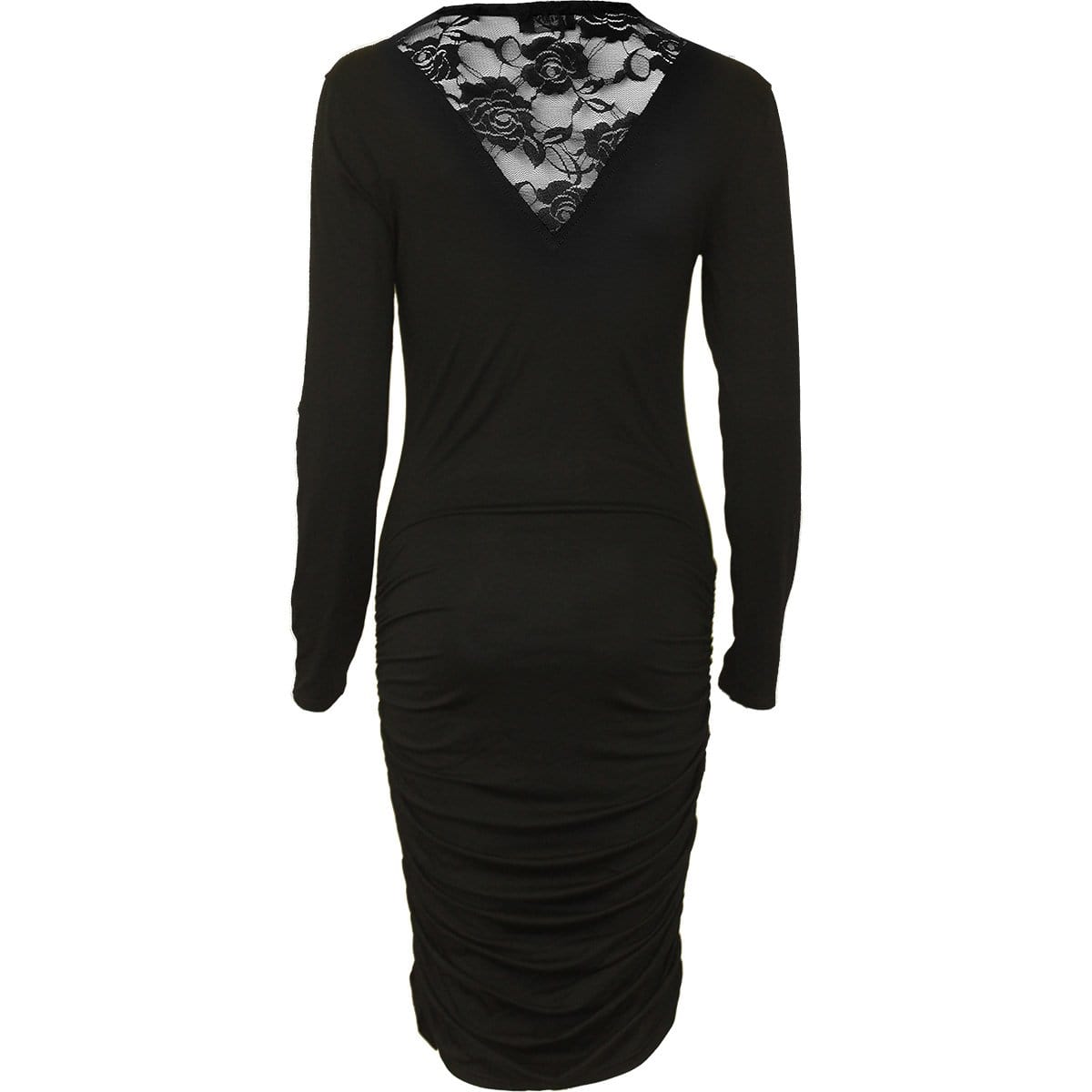 knee length dresses for ladies Lace Low Cut Ruffle Midi Dress Espresso Bean / Xs