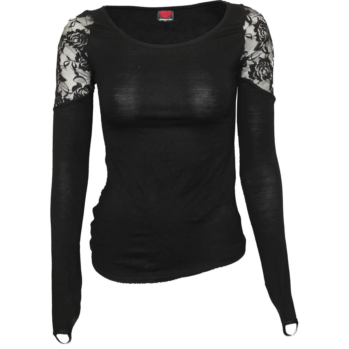 GOTHIC ELEGANCE - Shoulder Lace Top Black - Spiral USA