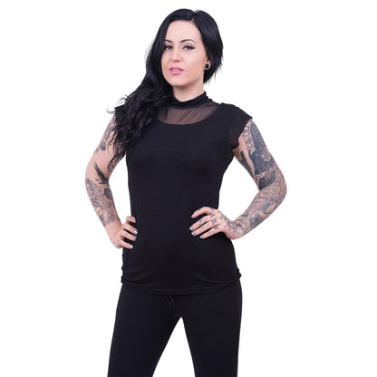 GOTHIC ELEGANCE - Turtle Neck Fine Mesh Top Black - Spiral USA