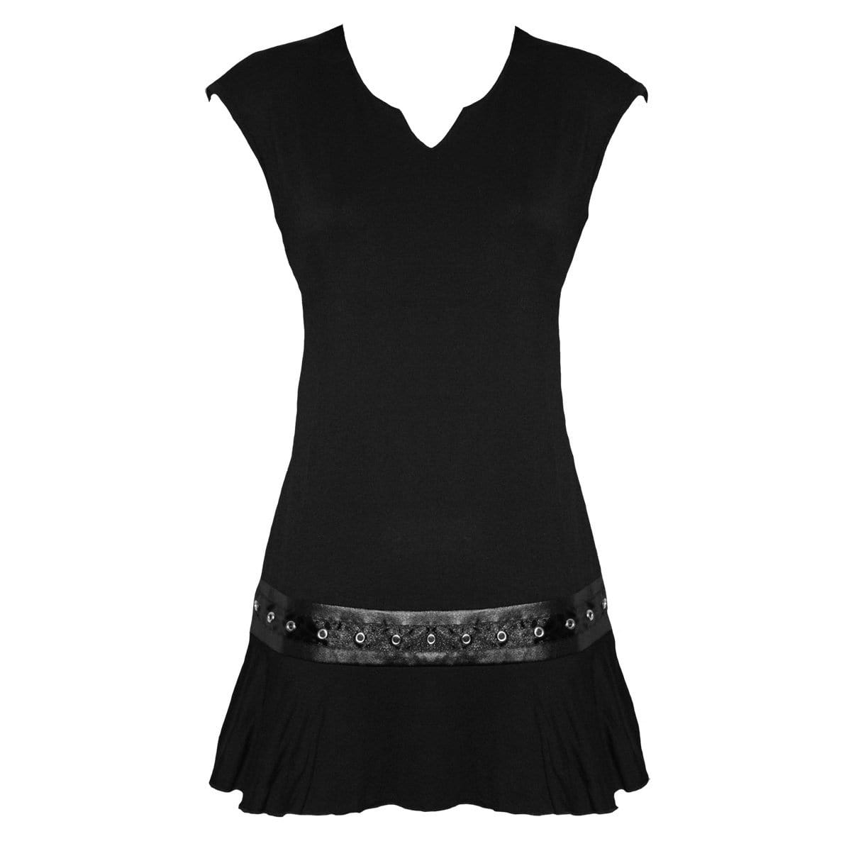 GOTHIC ROCK - Stud Waist Mini Dress Black - Spiral USA