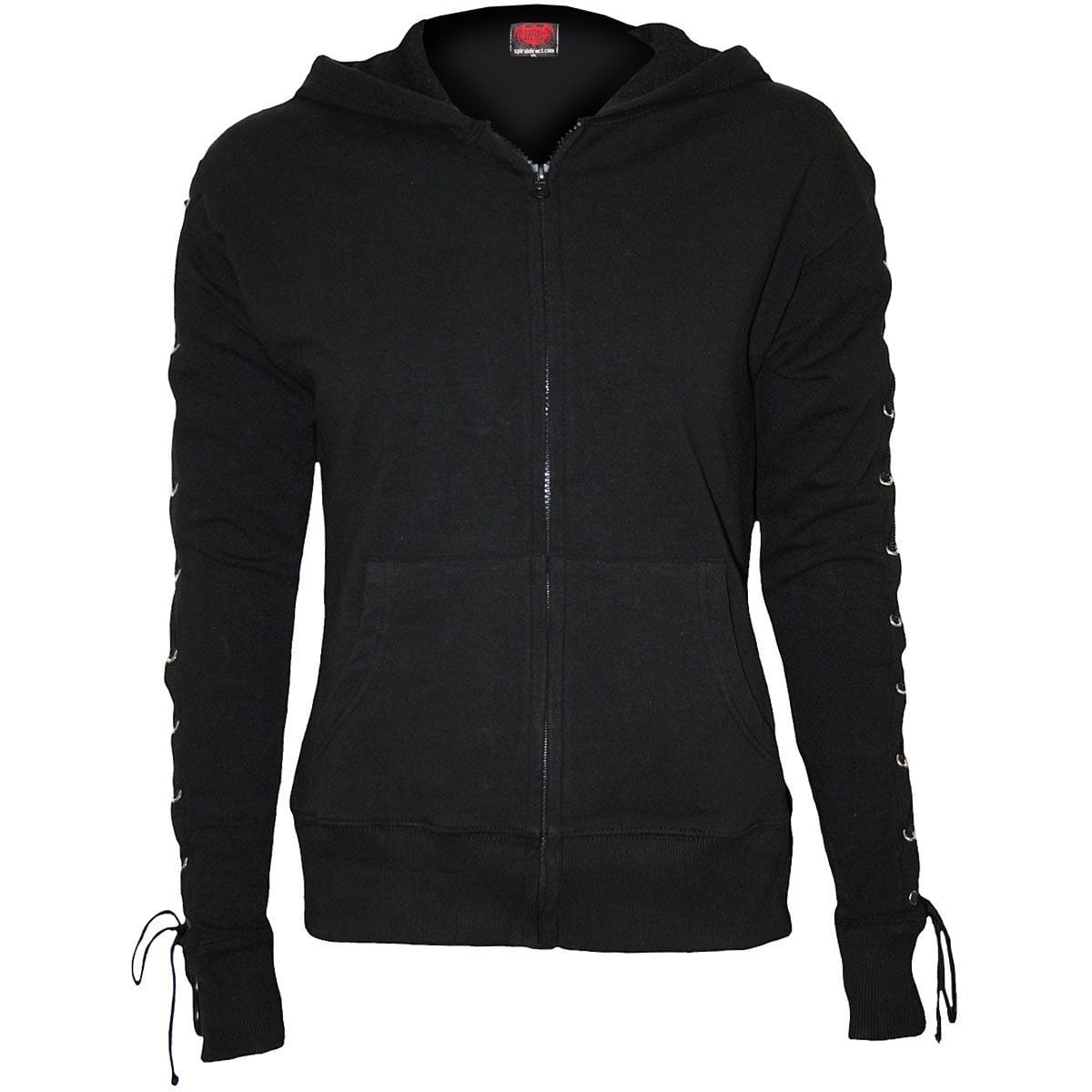 GOTHIC ROCK - Laceup Full Zip Glitter Hoody Black - Spiral USA