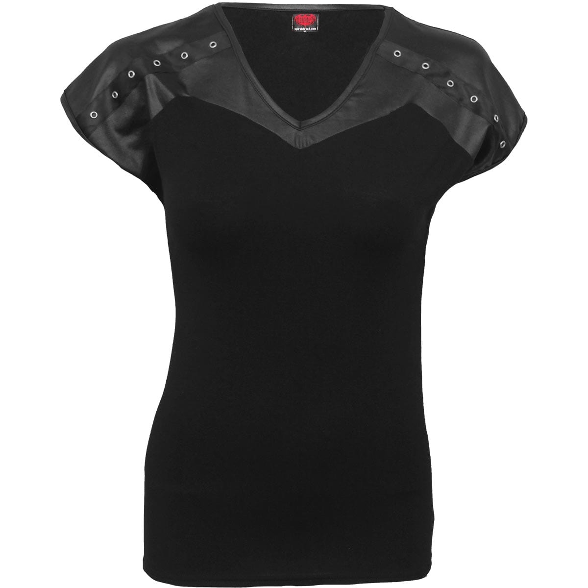 GOTHIC ROCK - Leather Look Studed Top Black - Spiral USA