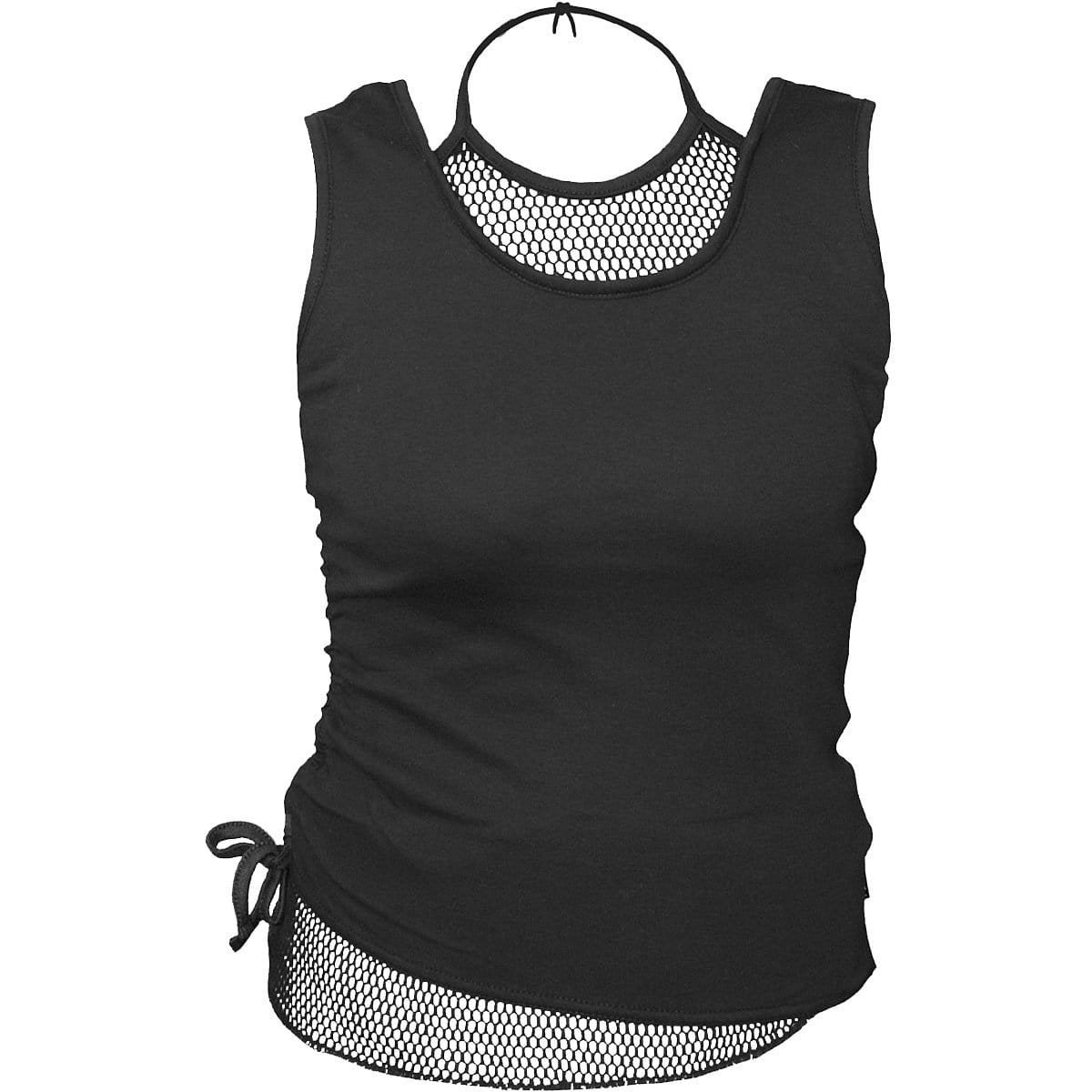 GOTHIC ROCK - 2in1 Neck Tie Mesh Top Black - Spiral USA