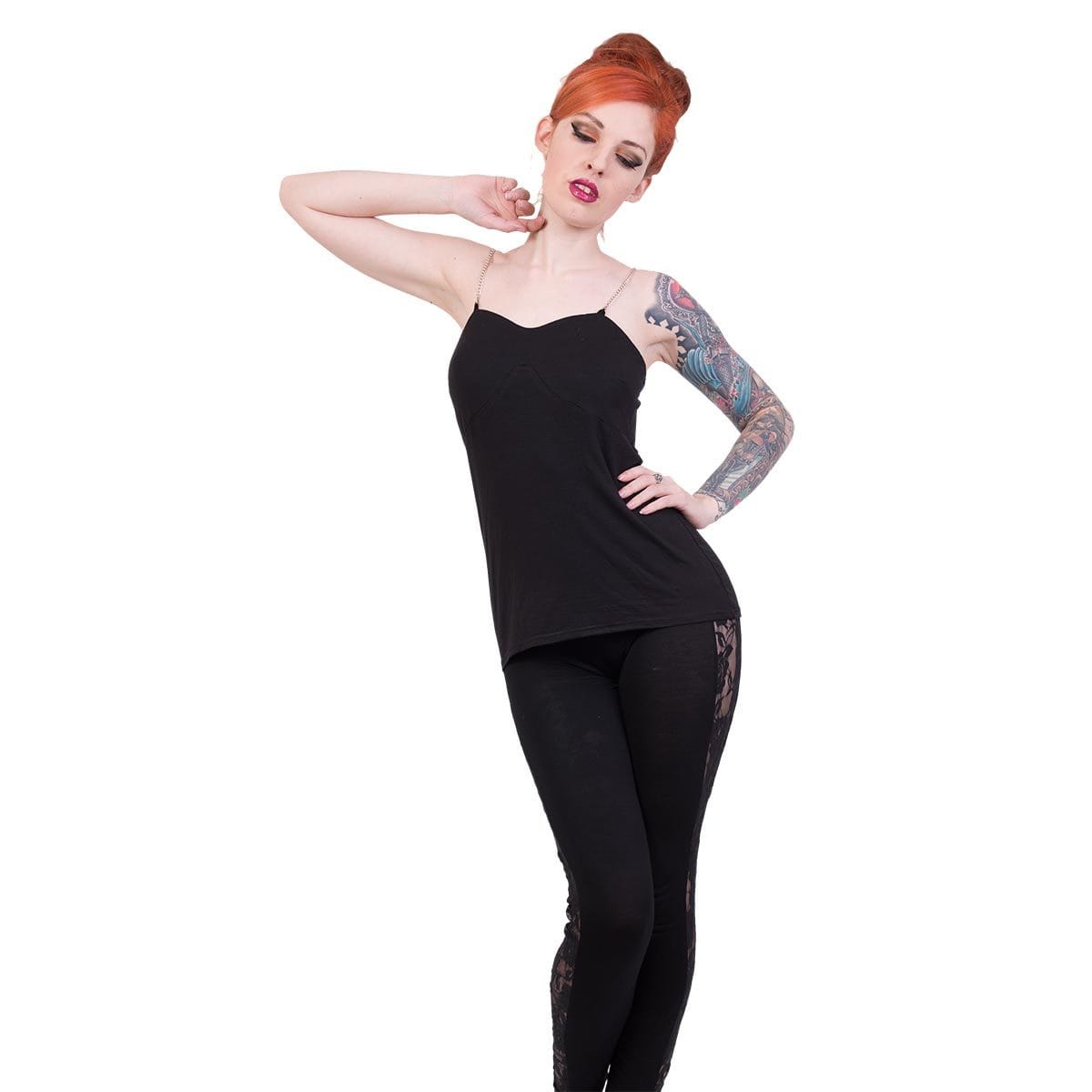 GOTHIC ROCK - Adjustable Chain Camisole Top Black - Spiral USA