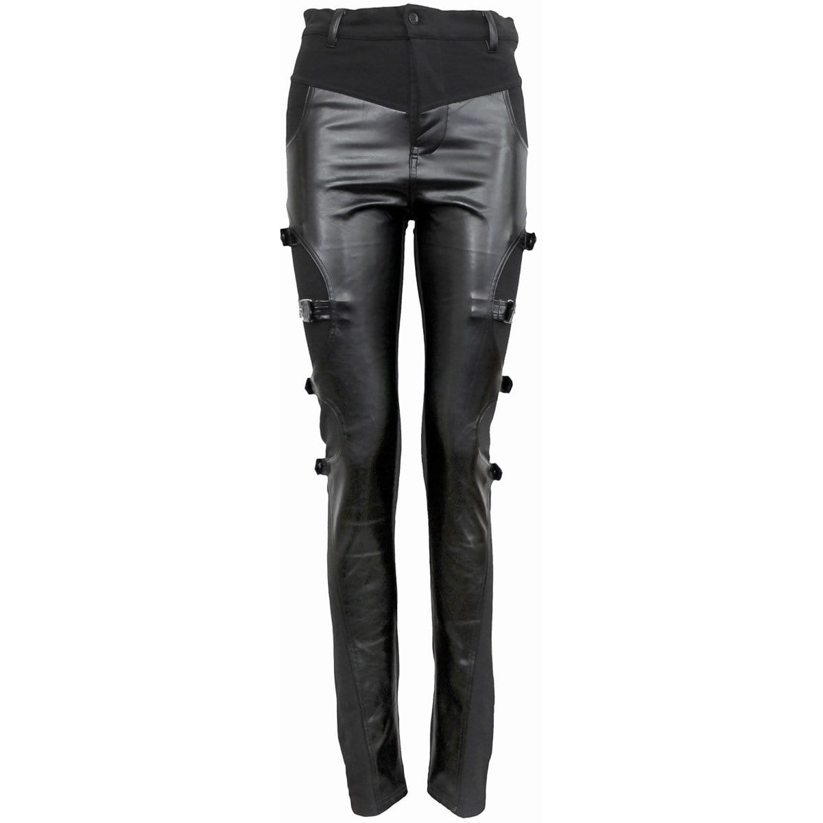 GOTHIC ROCK - Biker PVC Panel Buckle Trousers - Spiral USA