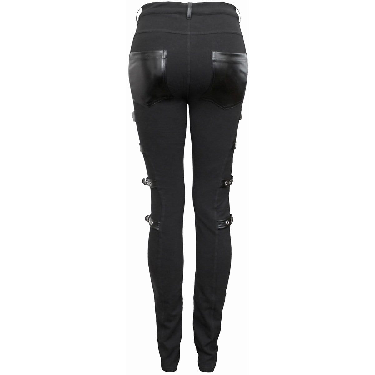 GOTHIC ROCK - Biker PVC Panel Buckle Trousers - Spiral USA