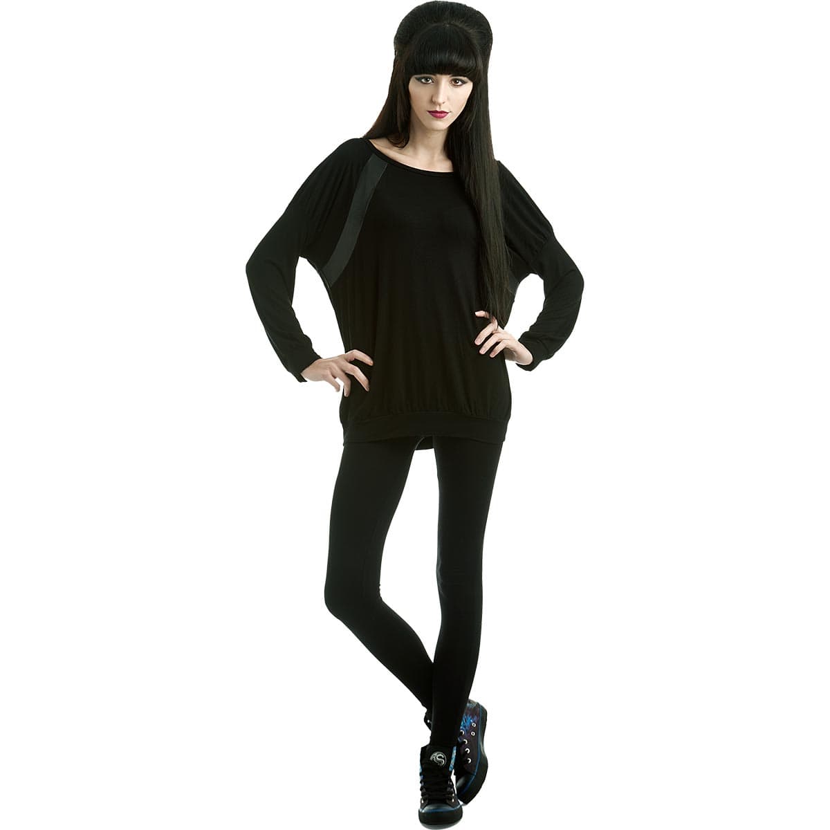 METAL STREETWEAR - Leatherlook Striped Gathered Sleeve - Spiral USA