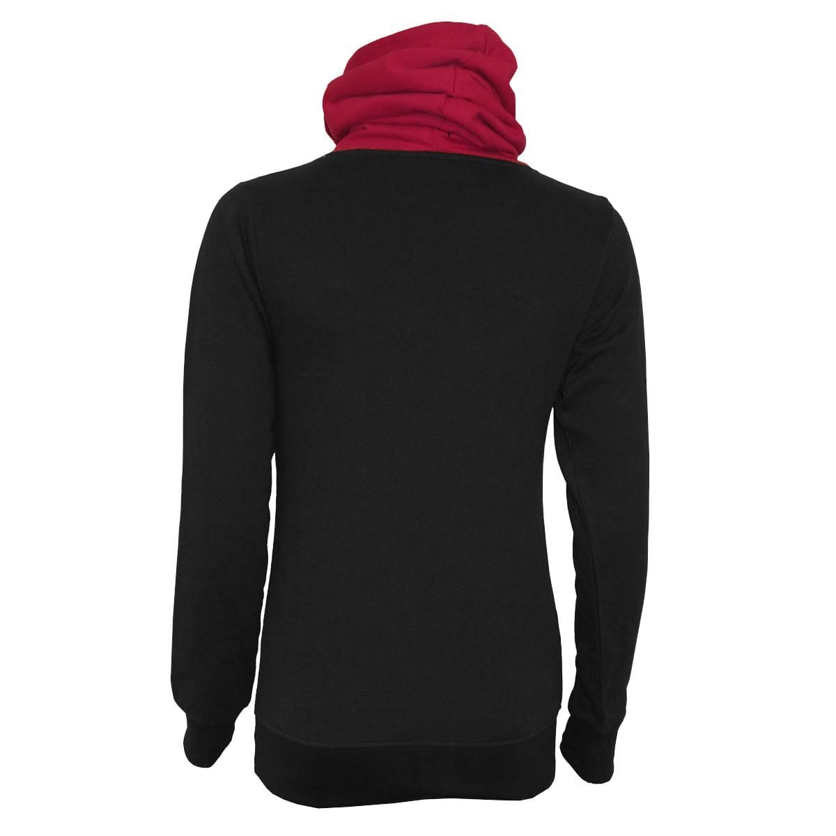 URBAN FASHION - Shawl Neck Red Hood Kangaroo Top Black - Spiral USA