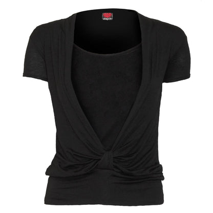URBAN FASHION - 2in1 Gathered Knot Short Sleeve Top - Spiral USA