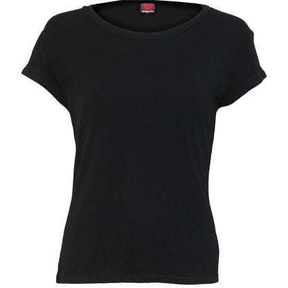 URBAN FASHION - Boatneck Cap Sleeve Top Black - Spiral USA